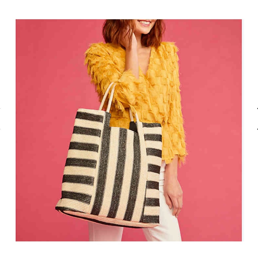 Kelly and Katie Striped Crochet Tote Bag, New